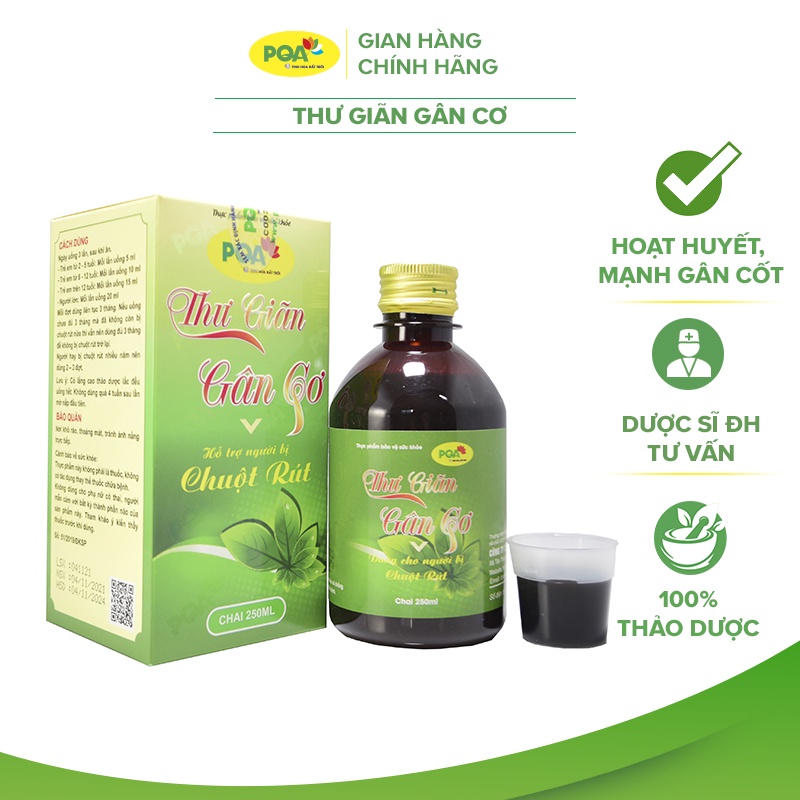 Thư Giãn Gân Cơ PQA Hỗ Trợ Hoạt Huyết Mạnh Gân Cốt Dùng Cho Người Bị Chuột Rút Hộp 250ml