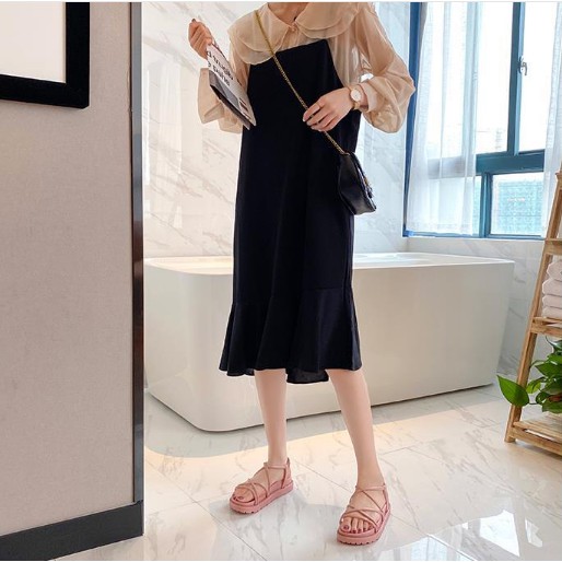 Giày Sandal Dây Chéo Đế Cao Dễ Thương Có Quai Hậu Cực Xinh Dành Cho Nữ