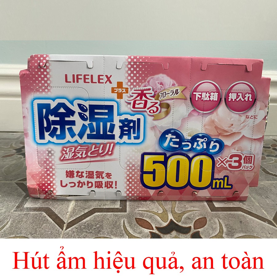 Hộp hút ẩm gốc than 500ml nhập khẩu Nhật Bản gồm 3 hộp nhỏ hút ẩm hiệu quả