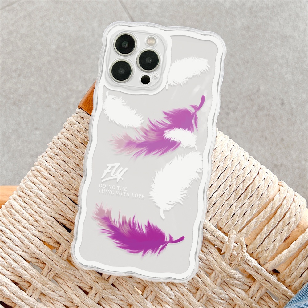 Ốp lưng iphone trong lượn sóng lông vũ 6/6plus/6s/6splus/7/7plus/8/8plus/x/xs/11/12/13/14/pro/max/promax/plus/shin/case