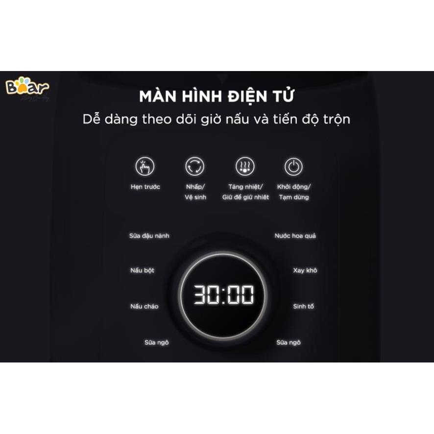 Máy làm sữa hạt Bear PBJ-B10U5, Máy Làm Sữa Đậu Nành - Máy Xay Sinh Tố  1,5L- 8 Chế Độ đa năng chính hãng bảo hành 1 năm
