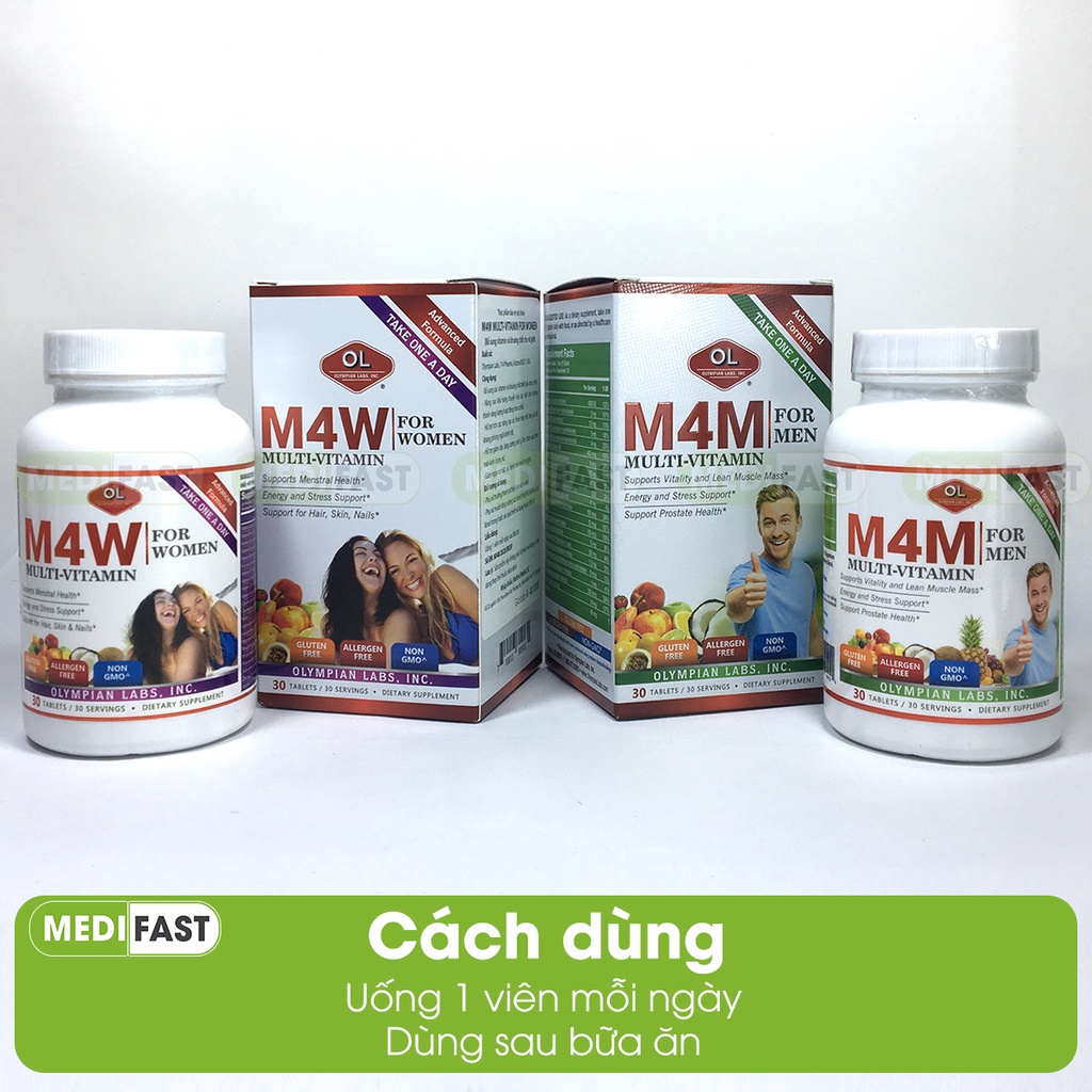 Vitamin tổng hợp và khoáng chất Cho Nam Nữ Olympian Labs M4W Multi Vitamin For Women - M4M Multi Vitamin For Men Hộp 30v