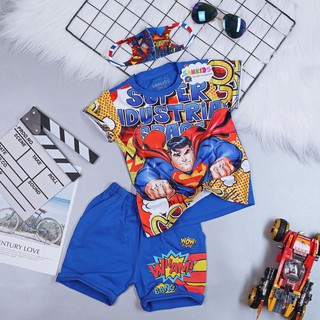 Bộ quần áo Siêu nhân Ngắn tay cho bé trai - Tặng khẩu trang vải 3D