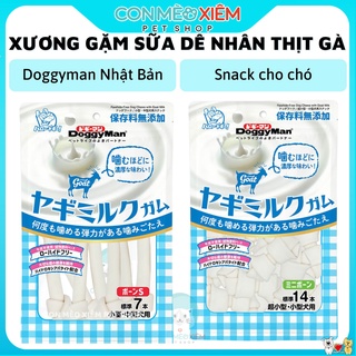 Xương gặm cho chó nơ sữa dê nhân thịt gà 14 7 cây mini Doggyman, thức ăn vặt cún sạch răng Con Mèo Xiêm