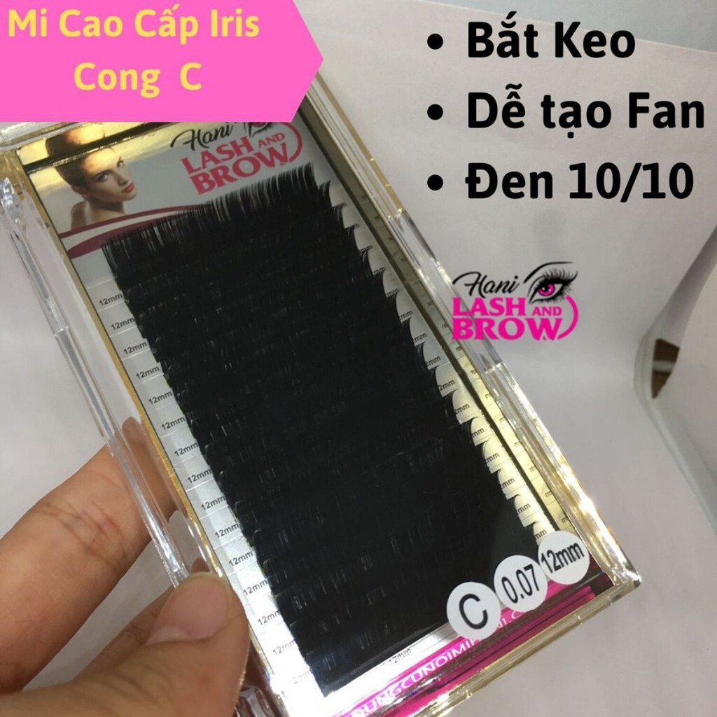 Lông Mi IRIS Nối Classic + Volume cong vừa C  LMKC Hani siêu đen