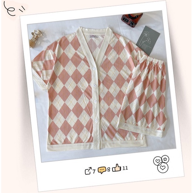 Đồ bộ nữ, pijama cotton mặc nhà cổ chữ V dễ thương siêu xinh BN48