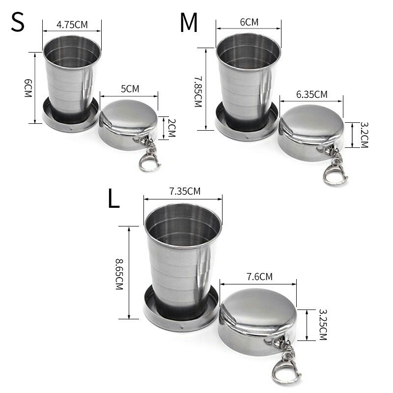 Cốc inox gấp gọn đa năng bỏ túi tiện dụng, sử dụng trong lớp học, trường mầm non, văn phòng,ly uống nước du lịch