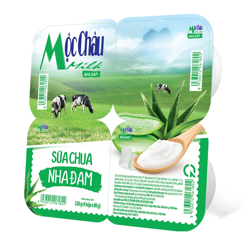 (vỉ 4 hộp)Sữa chua nha đam Mộc Châu (chỉ ship hỏa tốc)