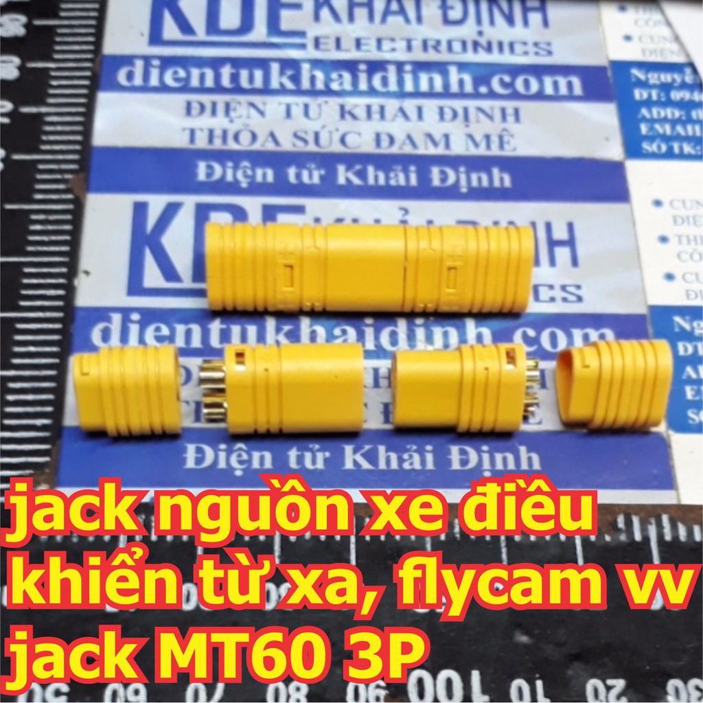 bộ đầu đực + cái jack nguồn động cơ dòng cao vv jack MT MT60, 3 chân 3P kde5933