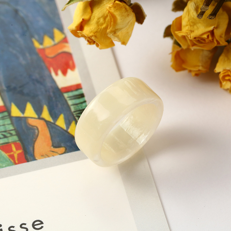 Nhẫn Nhựa Acrylic Màu Trơn Họa Tiết Da Báo Thanh Lịch