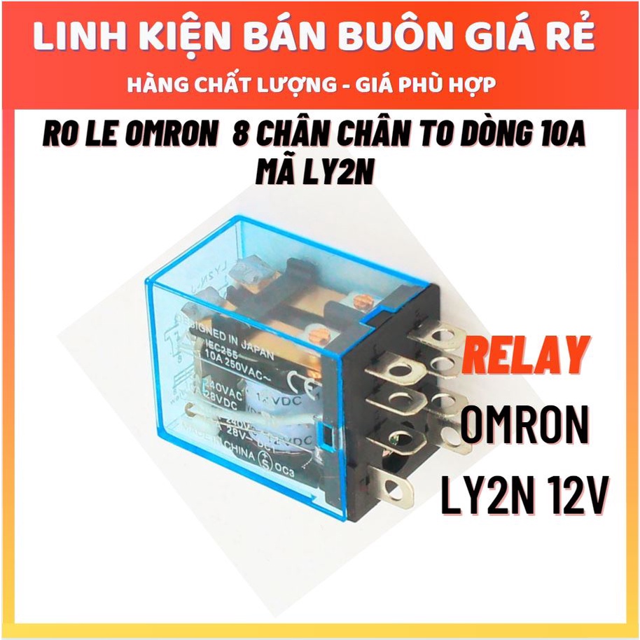 Relay LY2N 12V 8 chân 10A. role trung gian. relay kính 12v10A