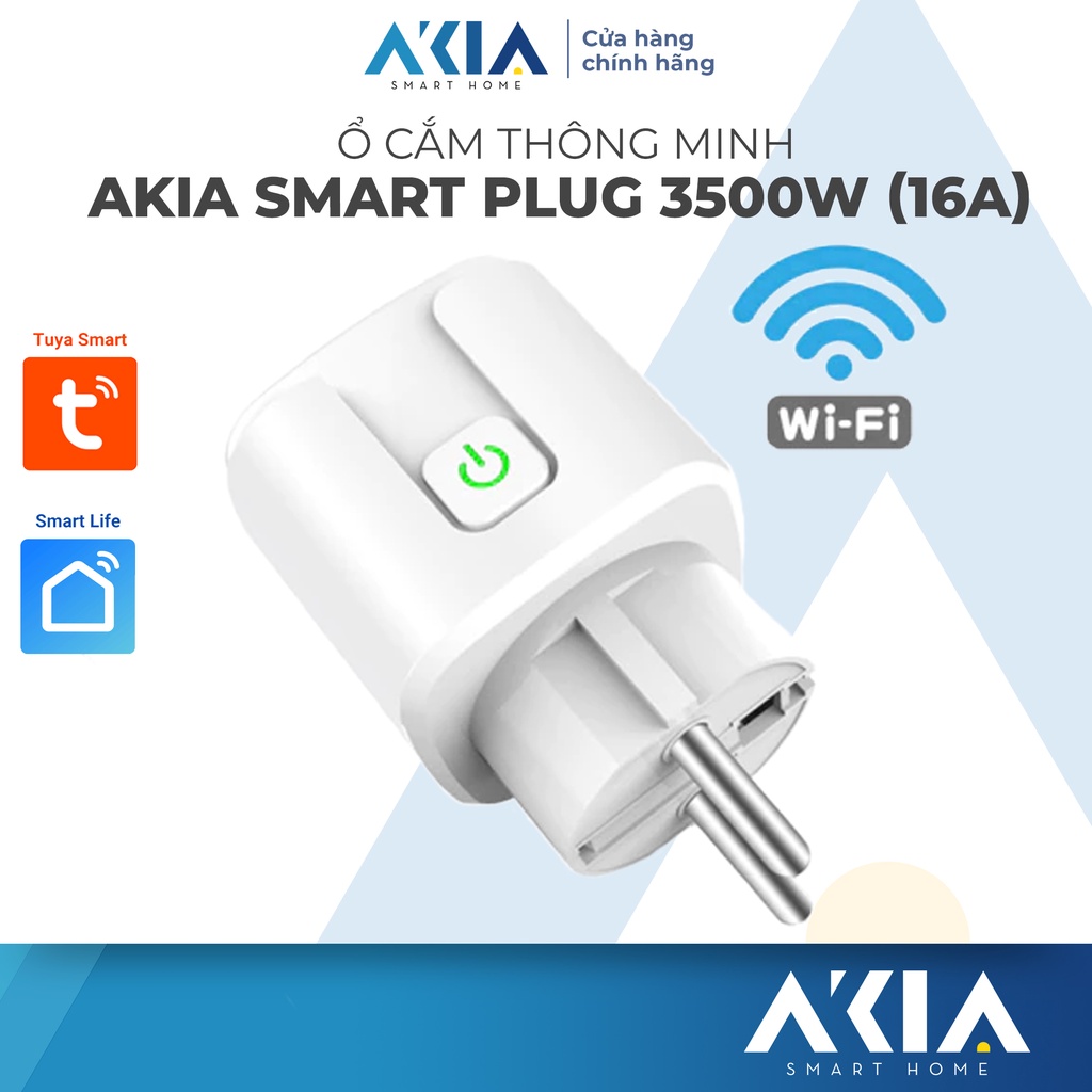 Ổ Cắm Điện Thông Minh AKIA Wifi 3500W 16A - Ổ Cắm Tuya Wifi có Đo Điện Năng Tiêu Thụ, Kết nối app Tuya Smart Life