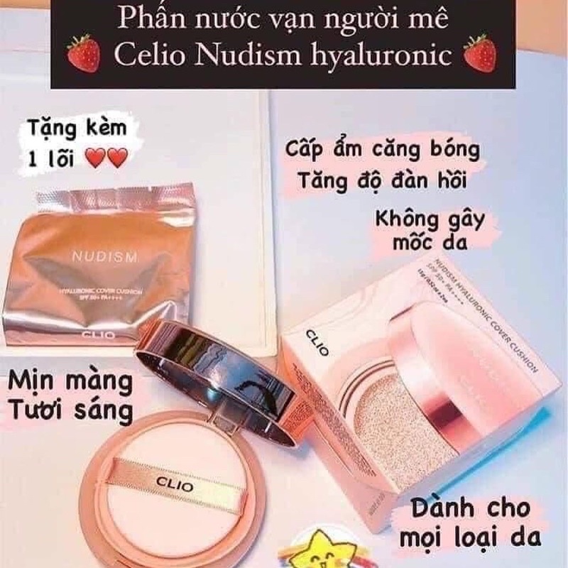 [FREE SHIP] Phấn Nước Cushion Clio Nudism Hyaluronic Cover