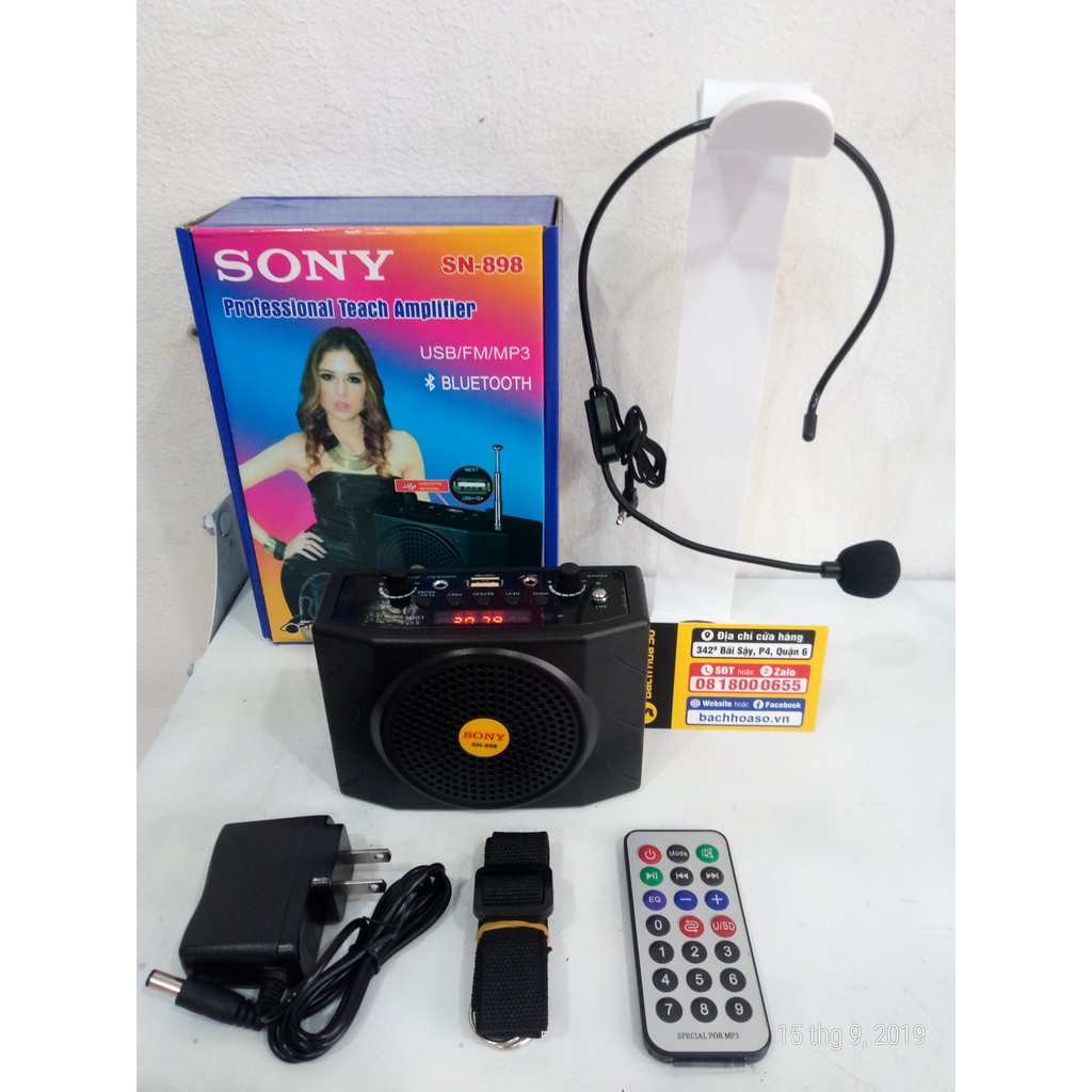Loa trợ giảng SONY 898 Bluetooth full đen hàng loại 1- Full phụ kiện