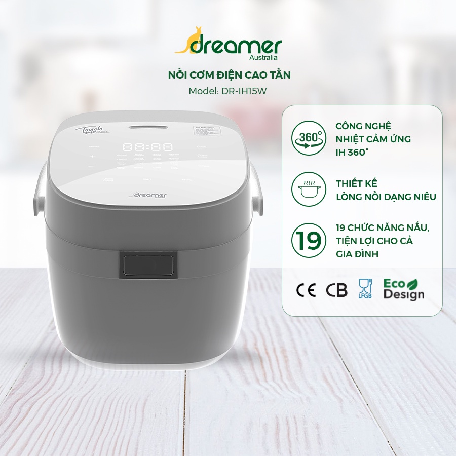 Nồi Cơm Điện Cao Tần Dreamer DR-IH15W DR-IH15B - Hàng Chính Hãng Bảo Hành 12 Tháng