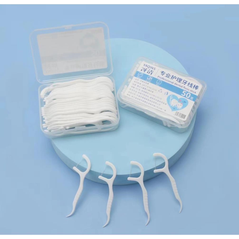 Tăm Chỉ Nha Khoa - Hộp 50 Cái - Tiệt Trùng Vệ Sinh Răng Miệng Chất Lượng Cao K197