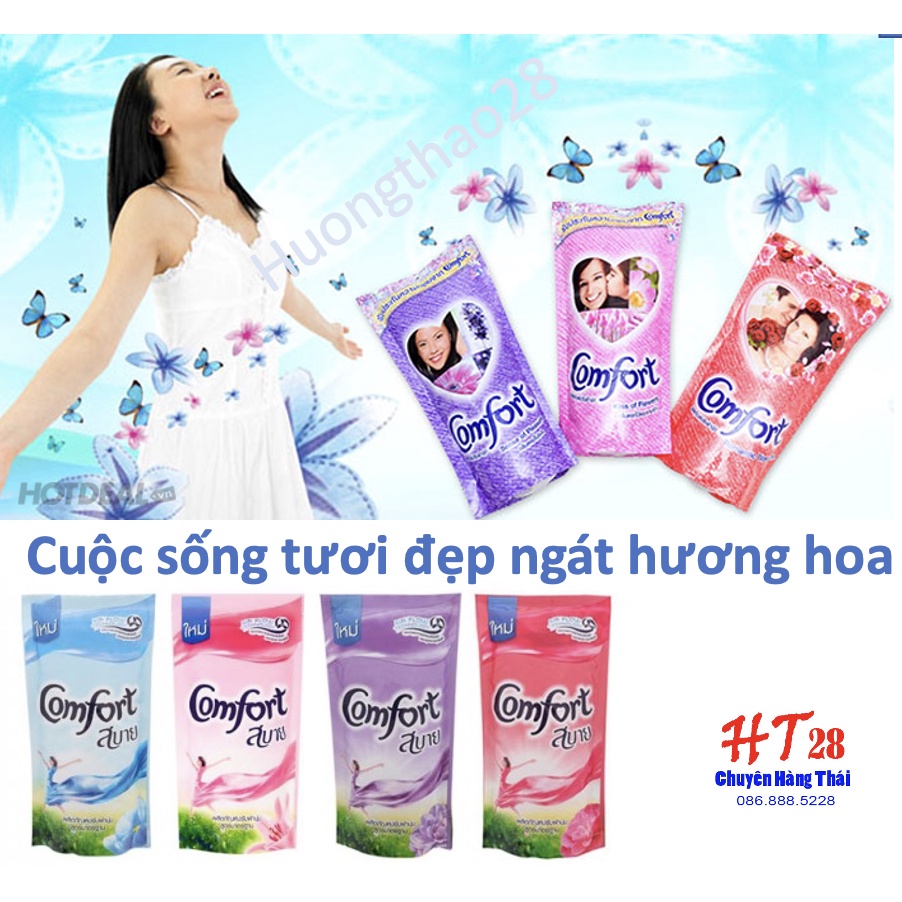 [Combo 3 túi] Nước Xả Comfort Thái Lan Lưu Hương 48h, Nước Xả Vải Comfort Thái 580ml Huongthao28