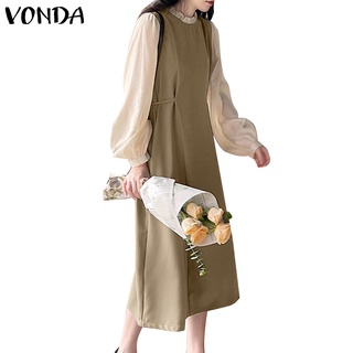 Đầm dài VONDA thiết kế xếp ly tay dài phong cách Hàn Quốc dành cho nữ