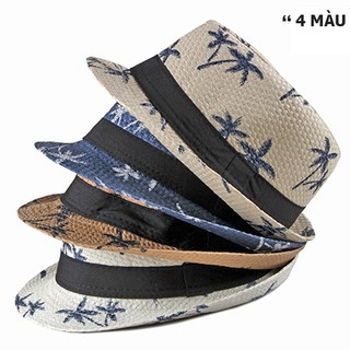 Mũ Cói, Nón Có Đi Biển Cho Cả Nhà - Họa Tiết Cây Dừa - Tặng Kèm Lót Form Mũ