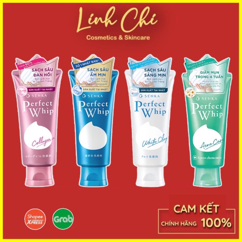 Sữa Rửa Mặt Tạo Bọt Chiết Xuất Tơ Tằm Trắng Senka Perfect Whip120g - Nhật Bản