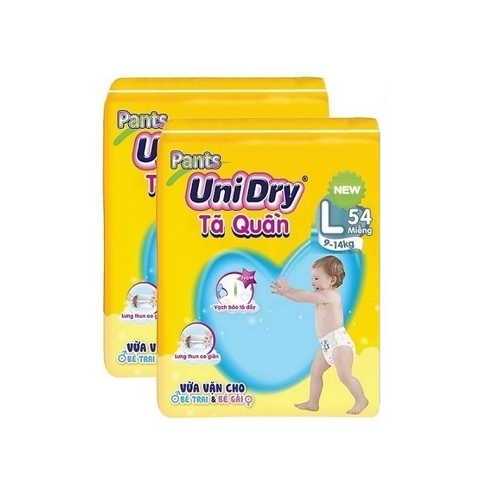 Combo 2 gói tã quần Unidry size L54 (size L bé 9-13 kg)