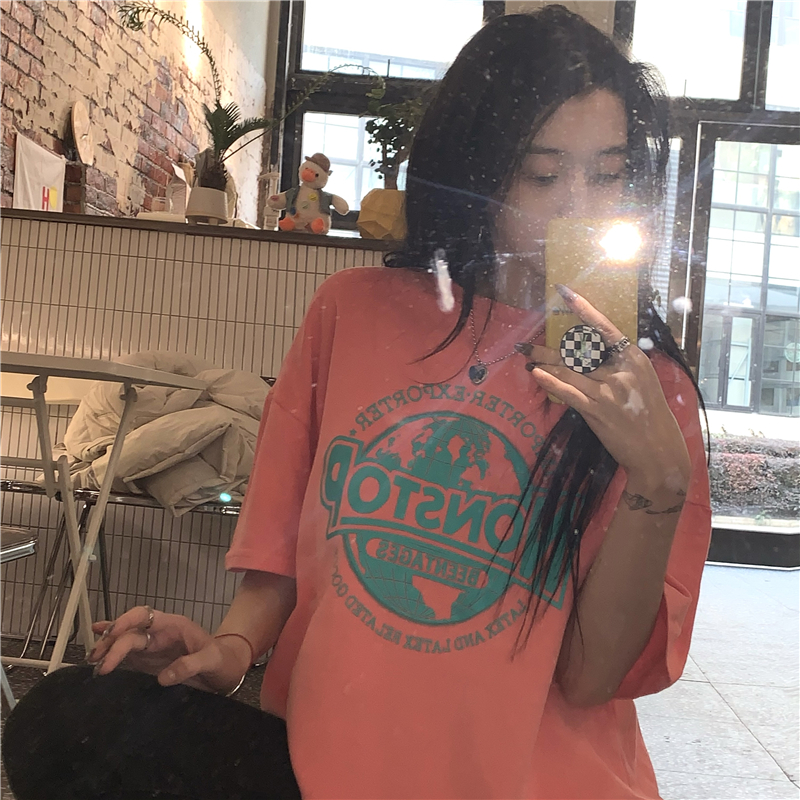 SUXI Áo Thun Nữ Tay Ngắn Dáng Rộng In Hình Thời Trang