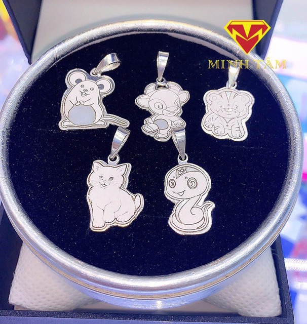 Mặt dây chuyền 12 con giáp bạc ta có khắc tên cho bé-Minh Tâm Jewelry