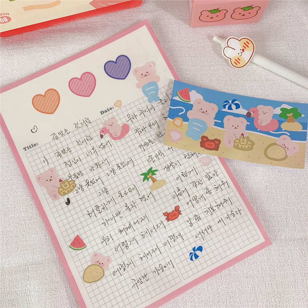 Sticker trang trí điện thoại hình chú gấu đáng yêu DIY