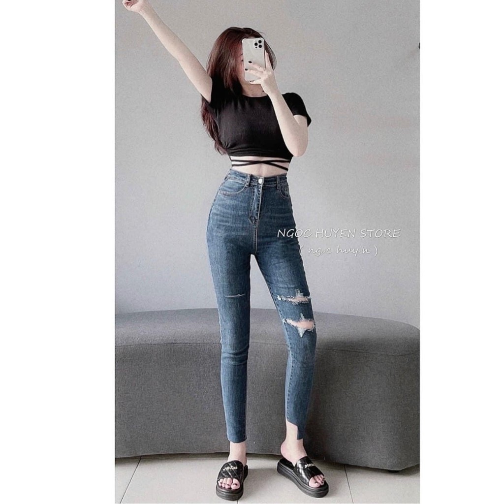 [Hàng Loại 1] Quần Jean Nữ Lưng Cao Ôm Dáng Chất Siêu Co Giãn