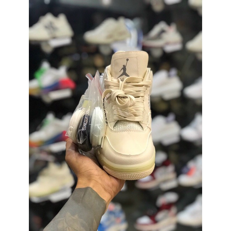 Giày sneaker jd4 jordan 4 off white có dây phụ full box