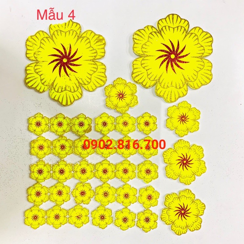 Set Hoa mai - Bông mai - hoa đào xốp đủ cỡ dán tường - dán kiếng phụ kiện trang trí tết