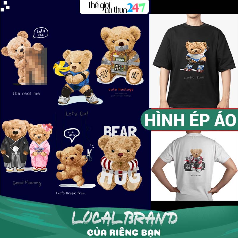 - Hình Gấu Teddy TD7 in bằng bàn ủi, bàn là