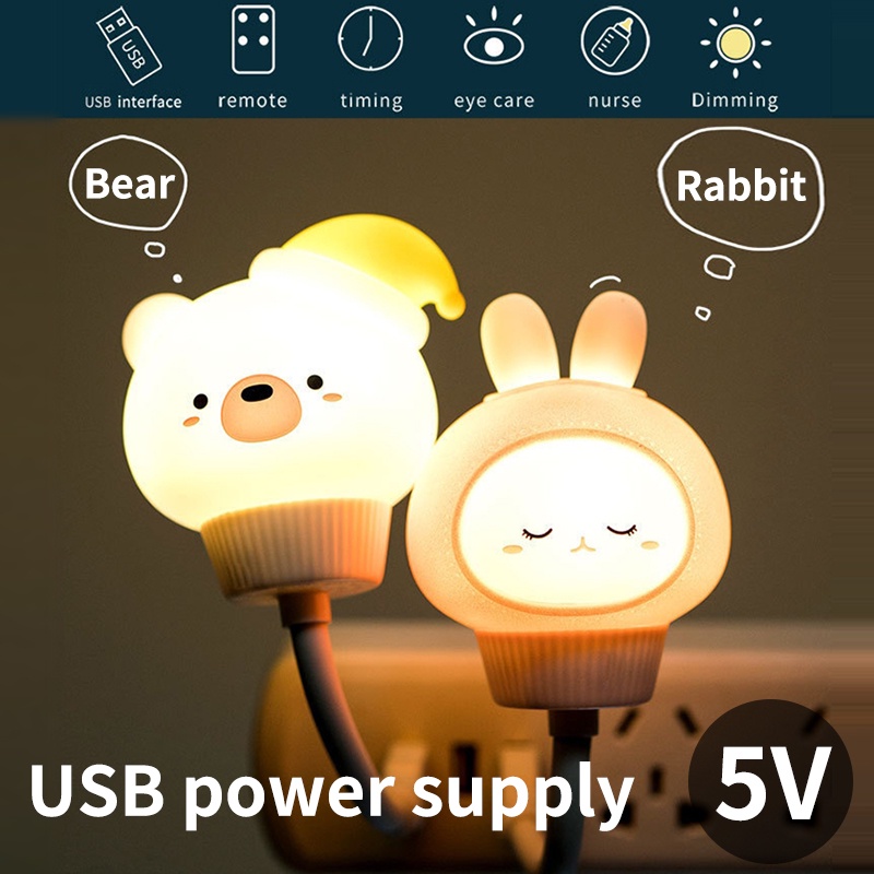 Đèn Ngủ LED USB Điều Khiển Từ Xa Hình Động Vật Hoạt Hình Dễ Thương
