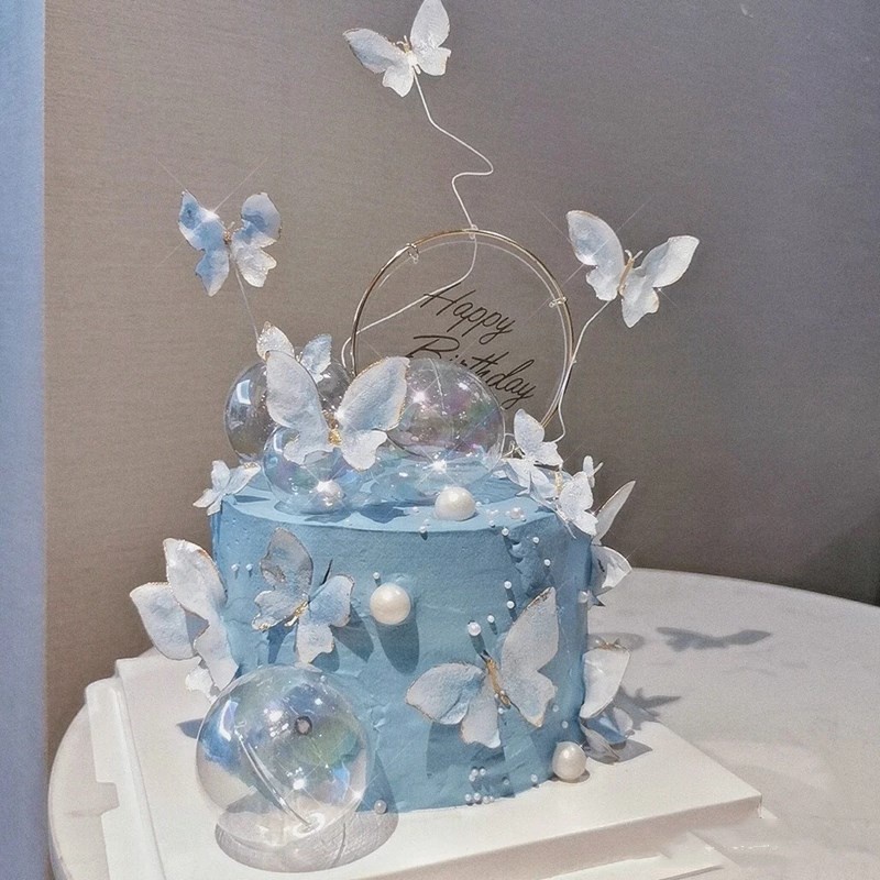 Set 10 Phụ Kiện Trang Trí Bánh Kem Hình Bướm Trắng Dễ Thương