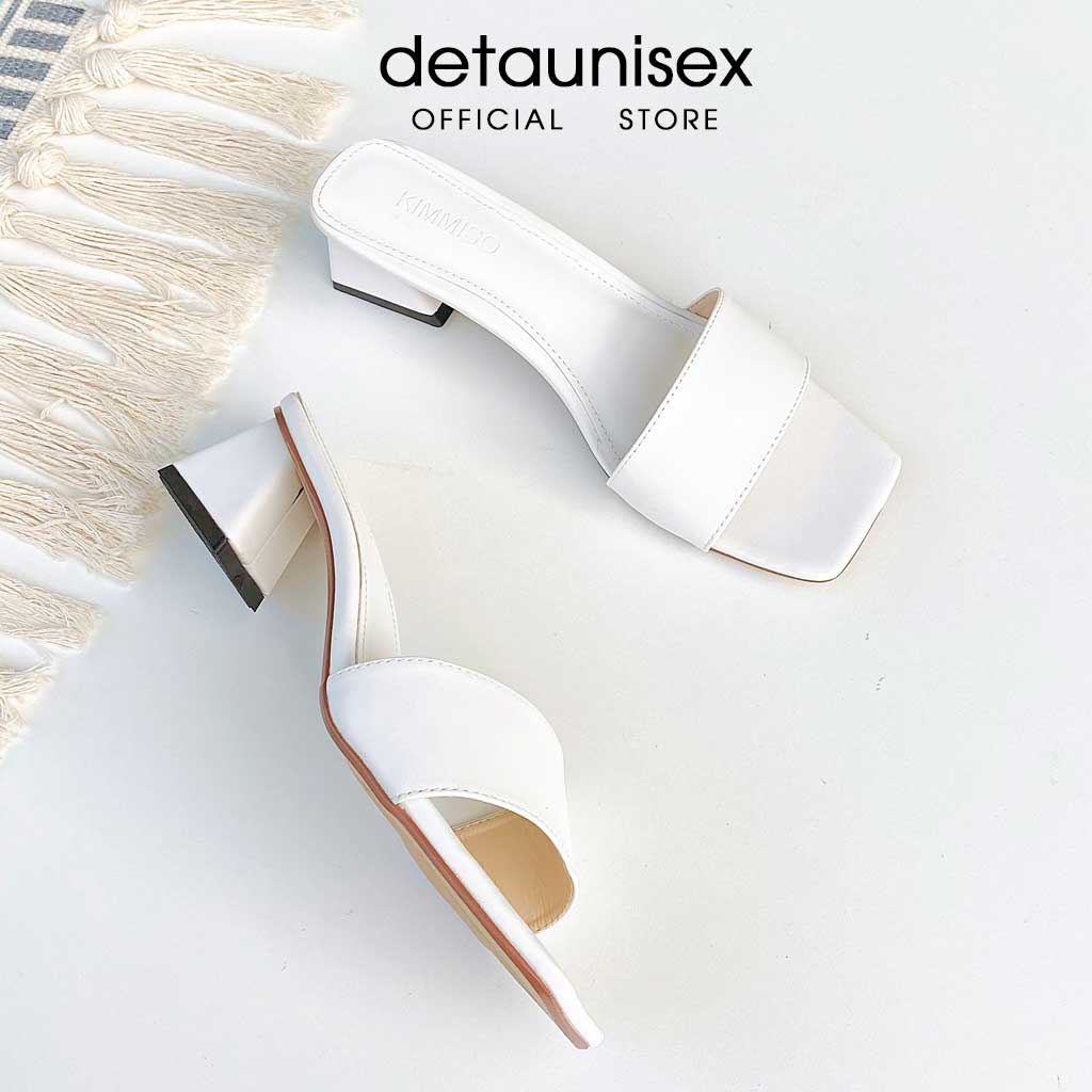 Dép cao gót nữ quai ngang guốc gót trụ cao 5cm Detaunisex - G505