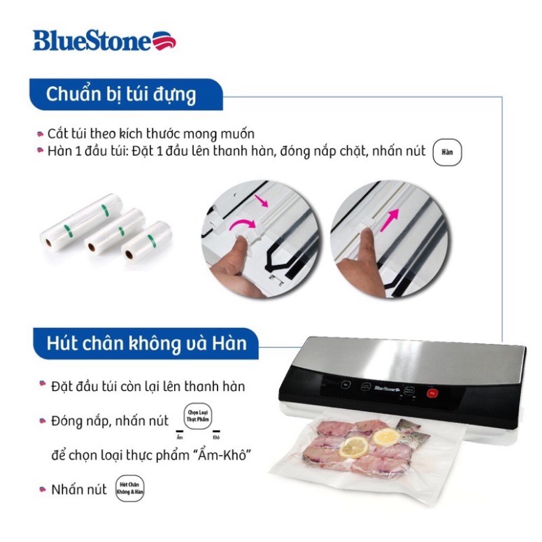 Máy Hút Chân Không Và Hàn Miệng Túi Đa Chức Năng BlueStone VSB-2735 - Hàng chính hãng(Bao bì không được đẹp)