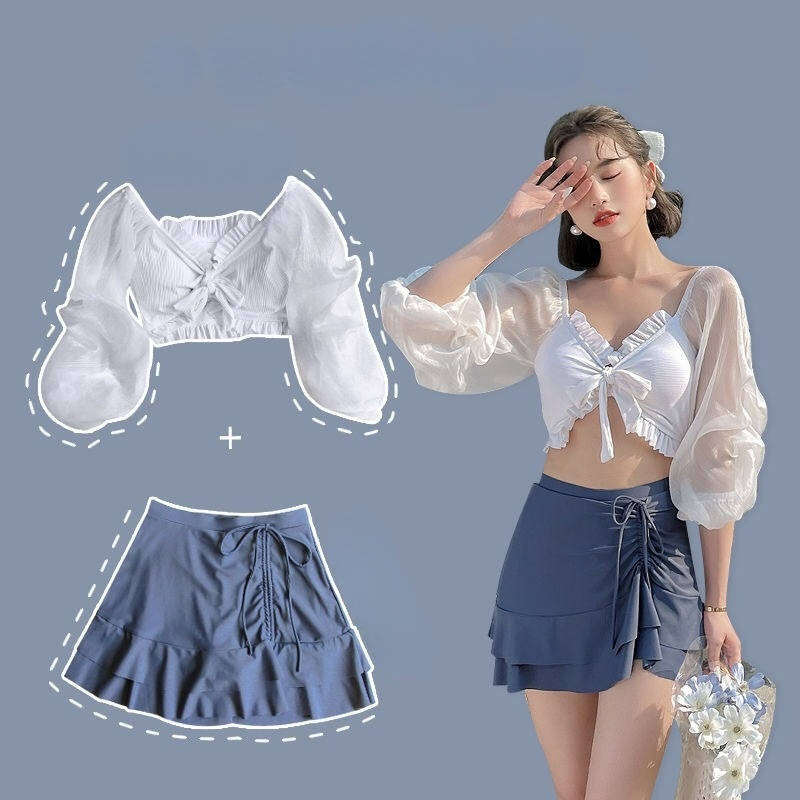 Set áo váy bơi che thân kiểu hot tiểu thư mùa xuân