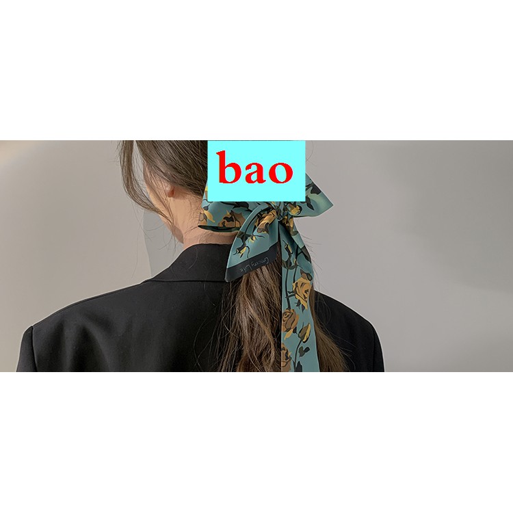 Rose Silk Towel Hair Narrow Hair Belt French Vintage Blue Green Bulk Ribbon Collar Towel Scarf Drift