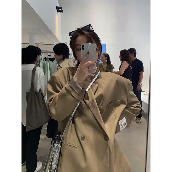 Áo khoác blazer cổ vest form rộng màu vintage