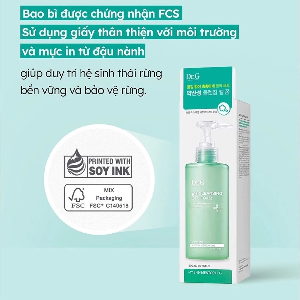 Sữa Rửa Mặt Dr.G pH Cleansing Gel Foam 200ml