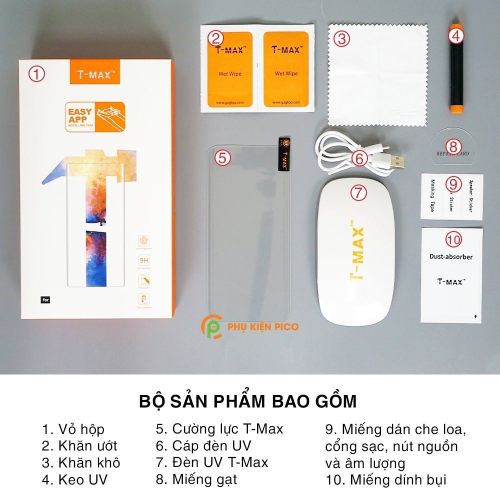 Kính cường lực Xiaomi Mi 10s nhận vân tay trong màn hình đèn UV cỡ lớn T-Max - Dán màn hình Xiaomi Mi 10s