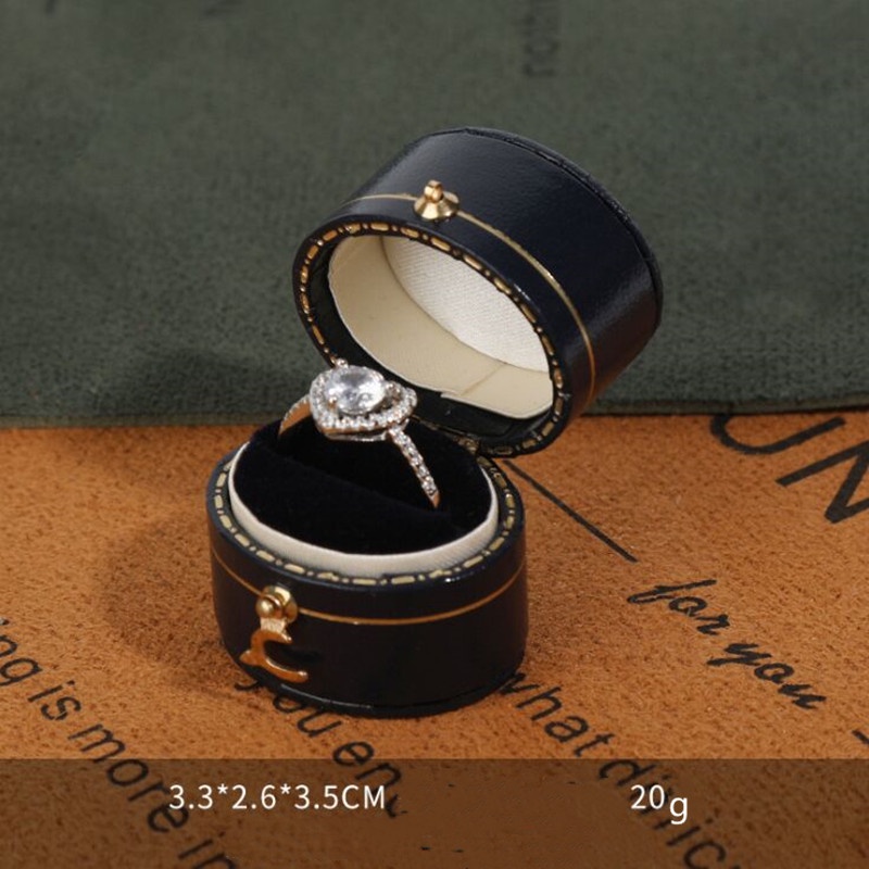 Hộp đựng nhẫn cưới Mini đính đá phong cách retro