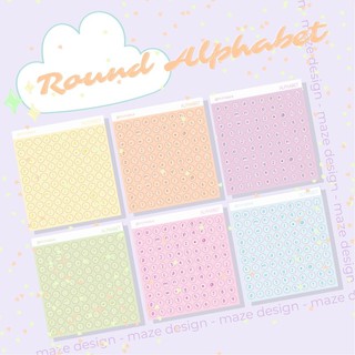 ALPHABET STICKER | Design by MAZE - Sticker Alphabet round, trang trí sổ, toploader, Style Hàn Quốc.