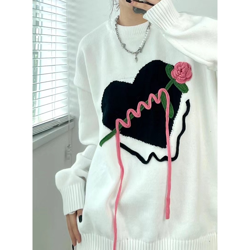 Áo sweater dệt kim DIDIKA phong cách Hàn Quốc thời trang thu đông oversize cho nữ