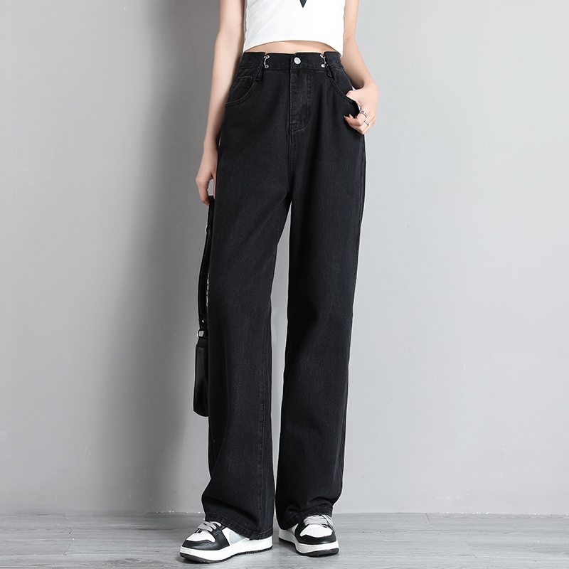 SUXI Quần Jean Dài Lưng Cao Dáng Rộng Thời Trang Xuân Thu Cá Tính Cho Nữ