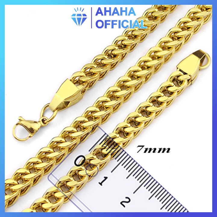 Dây chuyền nam inox cao cấp thời trang kiểu lặc lặc vuông ahaha.official kích cỡ 7mm màu mạ vàng thép không gỉ PTDCNA63