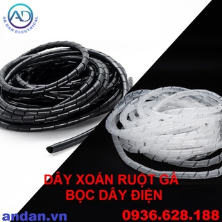 Dây xoắn ruột gà bọc dây điện phi 6, 8, 10, 12, 16, 20, 25, dây xoắn nhựa, ruột gà đen - trắng