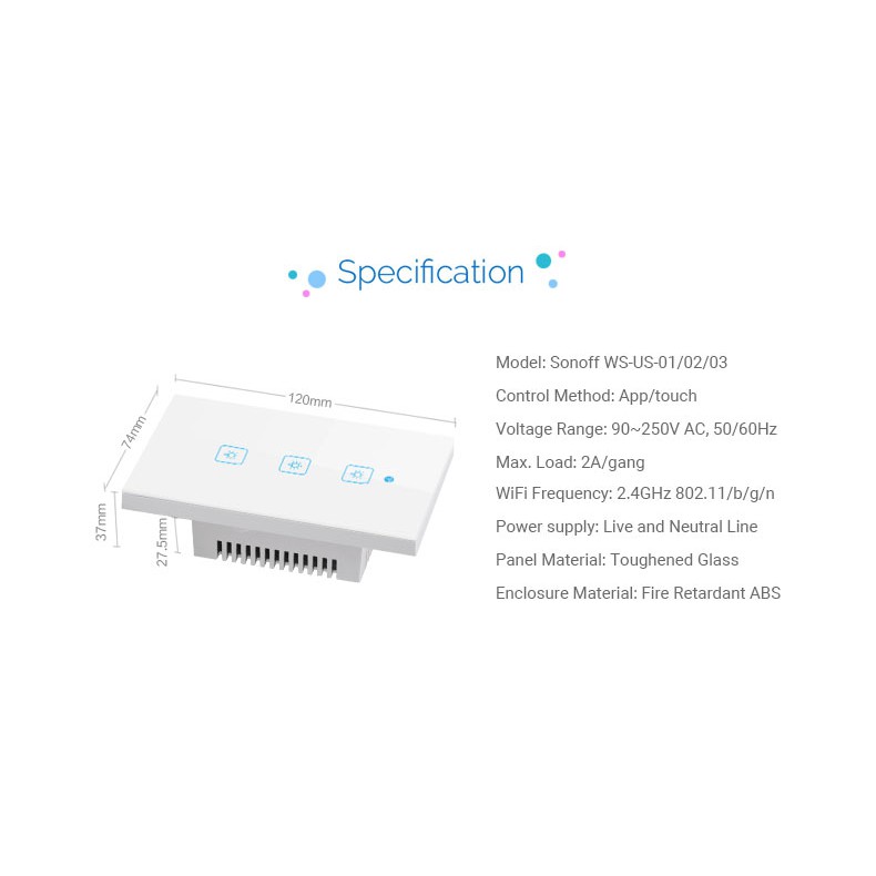 Công tắc cảm ứng Wifi Smart Switch 3 nút nhấn Sonoff