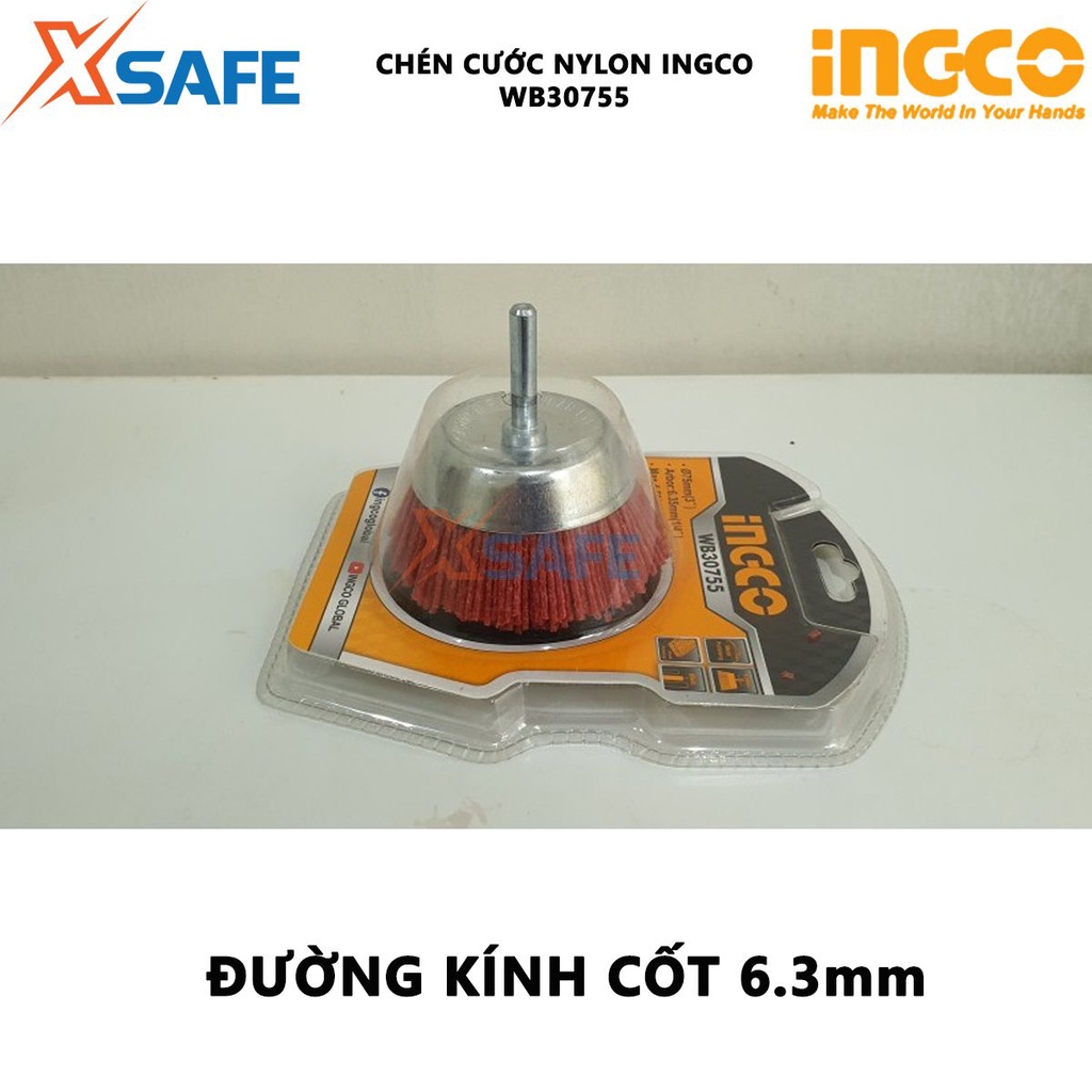 Chén cước nylon INGCO WB30755 Bánh cước nylon 75mm, đường kính dây cước 1.3-1.5mm, đường kính cốt 6.3mm - [XSAFE]