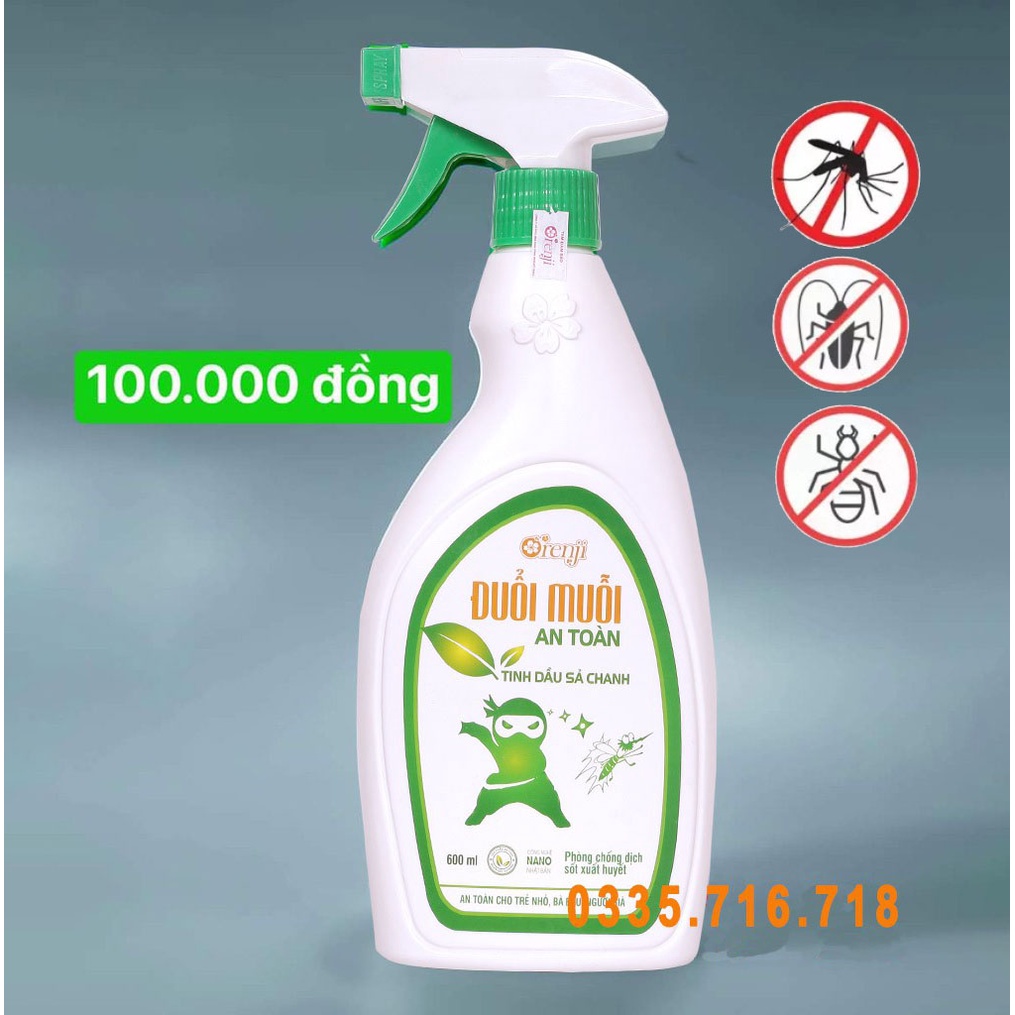 XỊT ĐUỔI MUỖI ORENJI , CÔN TRÙNG SẢ CHANH AN TOÀN CHO BÉ YÊU ORENJI 600ML - PHÒNG CHỐNG SỐT XUẤT HUYẾT